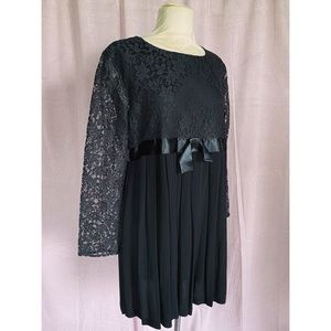 Vintage 90s Black Lace Babydoll Dress M Medium Halloween Cosplay Costume Holiday
